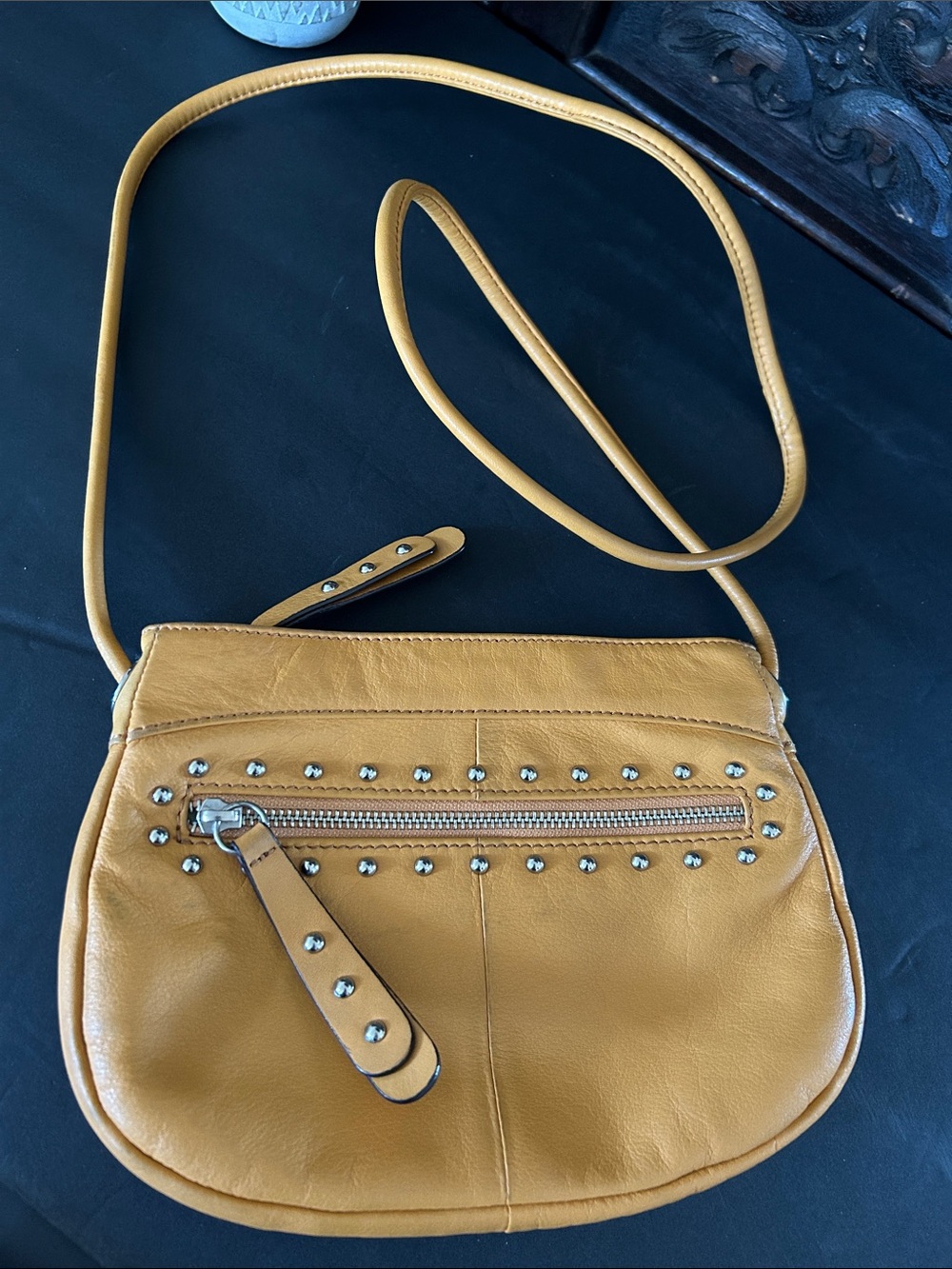 B. makowsky Mustard Yellow Studded Leather Crossbody - Picture 11 of 11